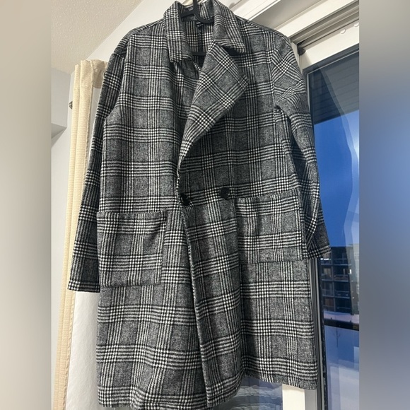 NWOT Shein gray black plaid coat, Size Extra small, jacket, women, pocket - Picture 5 of 5